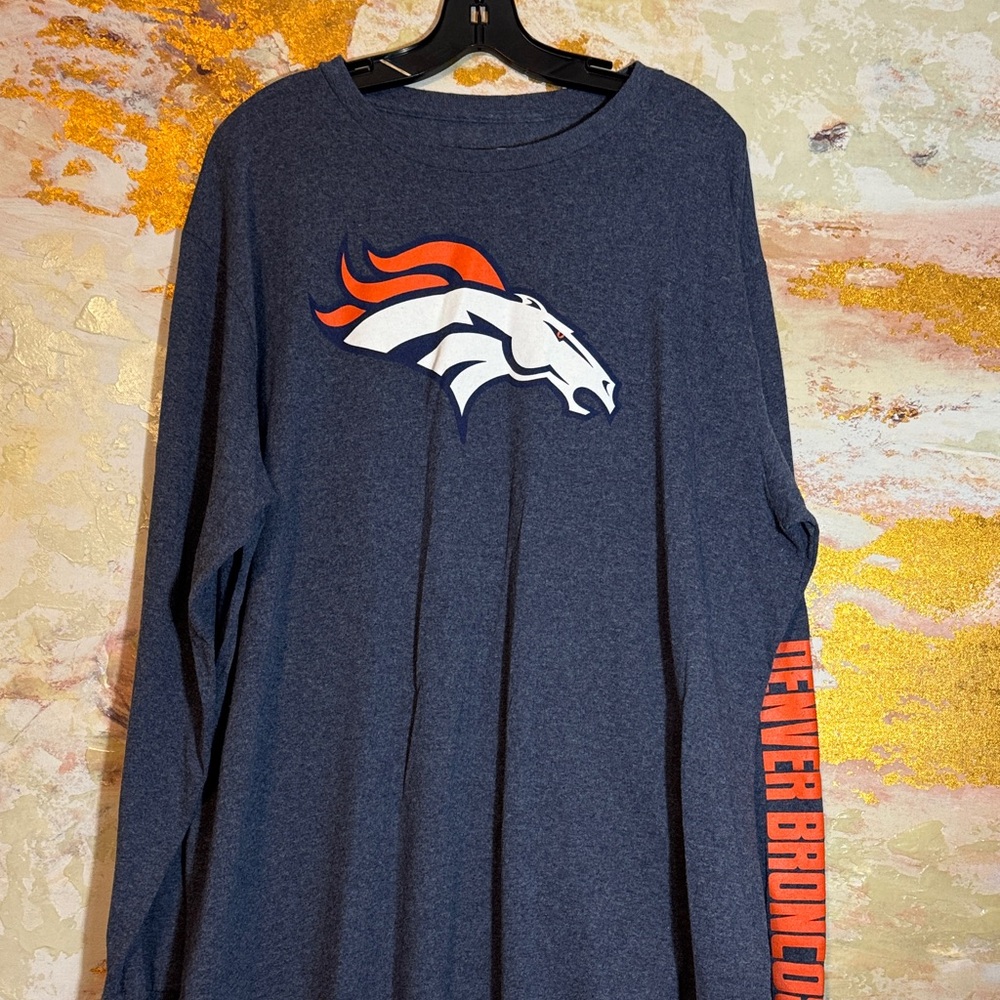 Denver Broncos Navy Long Sleeve Shirt 2XL